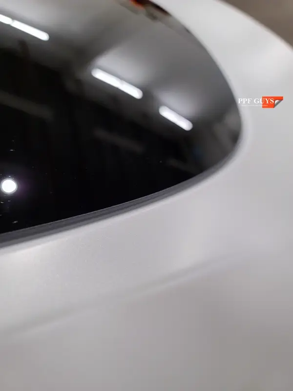White Tesla Model Y, Full body XPEL Stealth satin finish PPF. Photo 50 of 54.