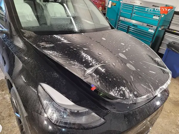 Black Tesla Model Y, Front end. Photo 10 of 14.