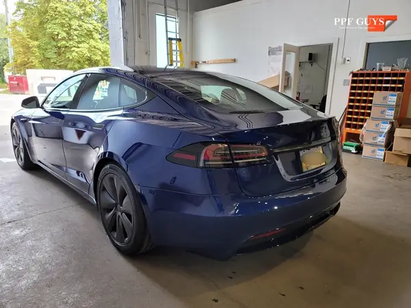 Blue Tesla Model S, Full body PPF and ceramic coating. Photo 22 of 40.