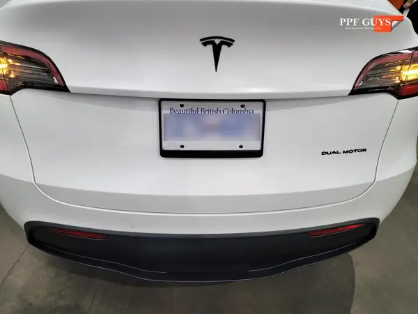 White Tesla Model Y, XPEL Stealth, ceramic, painted emblems. Photo 25 of 34.