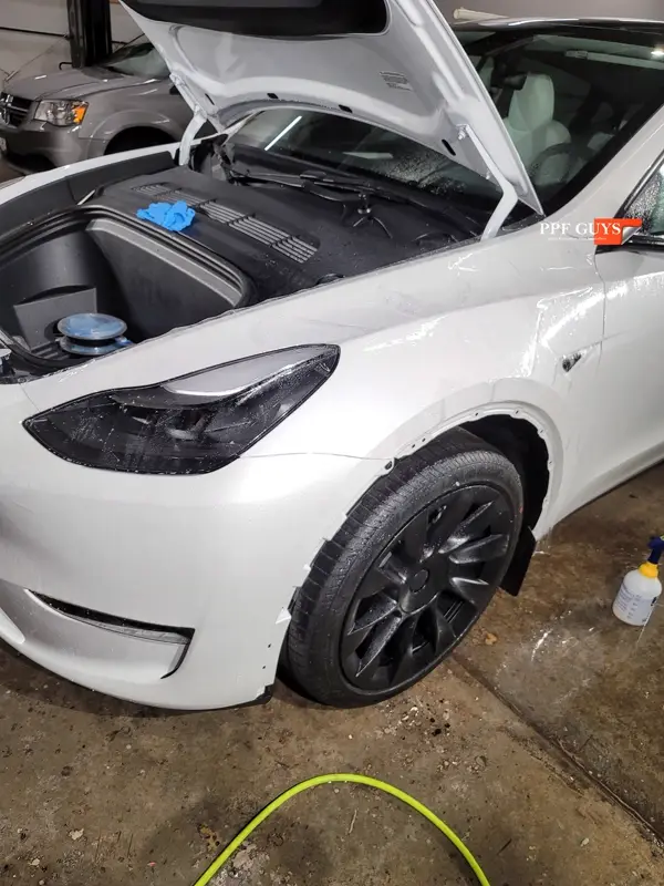 White Tesla Model Y, Front end
