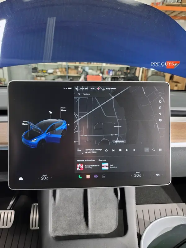 Blue Tesla Model Y, Full body PPF, XPEL Ultimate Plus. Photo 13 of 20.