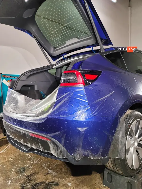 Blue Tesla Model Y, Stealth PPF. Photo 14 of 20.