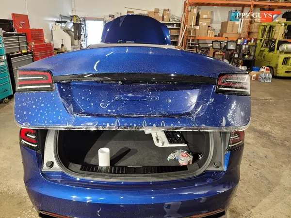 Blue Tesla Model S, Full body PPF and ceramic coating. Photo 14 of 40.