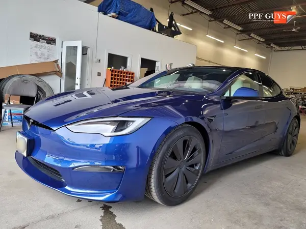 Blue Tesla Model S, Full body PPF and ceramic coating. Photo 21 of 40.