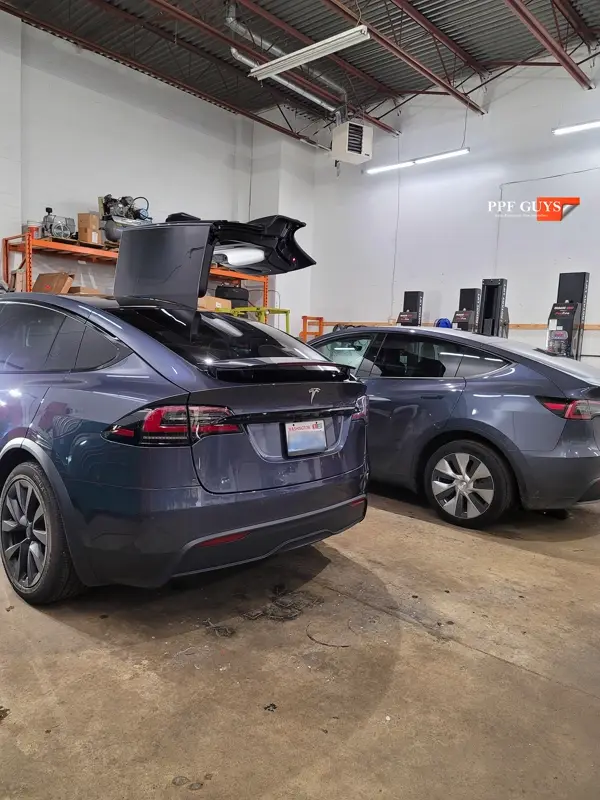Silver Tesla Model X, PPF. Photo 10 of 18.