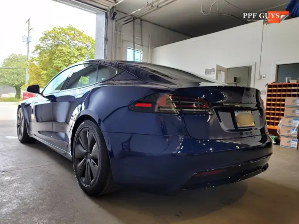 Blue Tesla Model S, Full body PPF and ceramic coating. Photo 24 of 40.