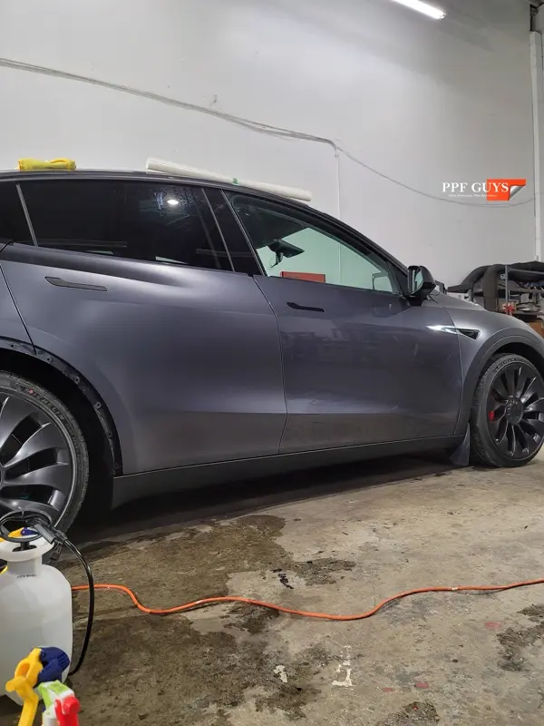 Silver Tesla Model Y, Stealth full body PPF. Photo 16 of 42.