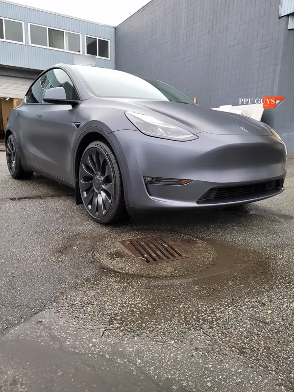 Silver Tesla Model Y, Stealth full body PPF. Photo 34 of 42.