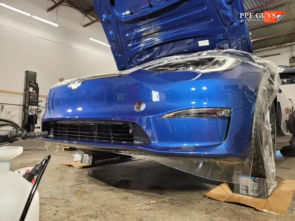 Blue Tesla Model S, Full body PPF and ceramic coating. Photo 38 of 40.