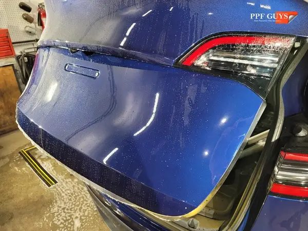 Blue Tesla Model Y, Full body Ultimate Fusion PPF. Photo 9 of 21.