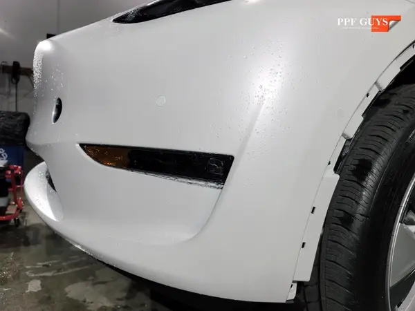 White Tesla Model Y, XPEL Stealth, ceramic, painted emblems. Photo 32 of 34.