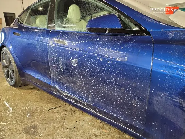 Blue Tesla Model S, Full body PPF and ceramic coating. Photo 39 of 40.