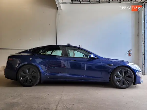 Blue Tesla Model S, Full body PPF and ceramic coating. Photo 28 of 40.