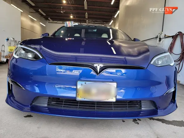 Blue Tesla Model S, Full body PPF and ceramic coating. Photo 33 of 40.