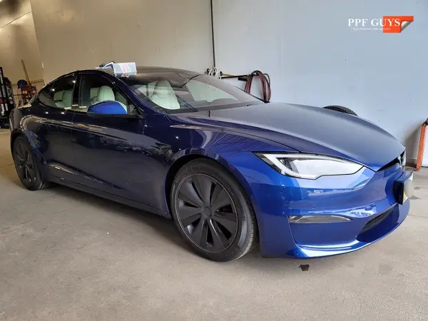 Blue Tesla Model S, Full body PPF and ceramic coating. Photo 20 of 40.