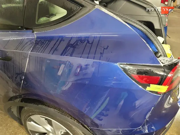 Blue Tesla Model Y, Full body Ultimate Fusion PPF. Photo 10 of 21.