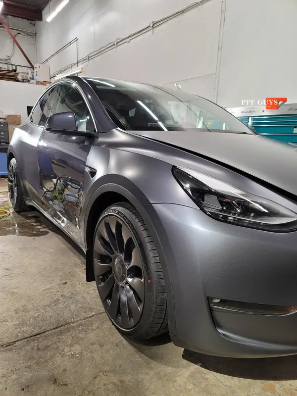 Silver Tesla Model Y, Stealth full body PPF. Photo 20 of 42.