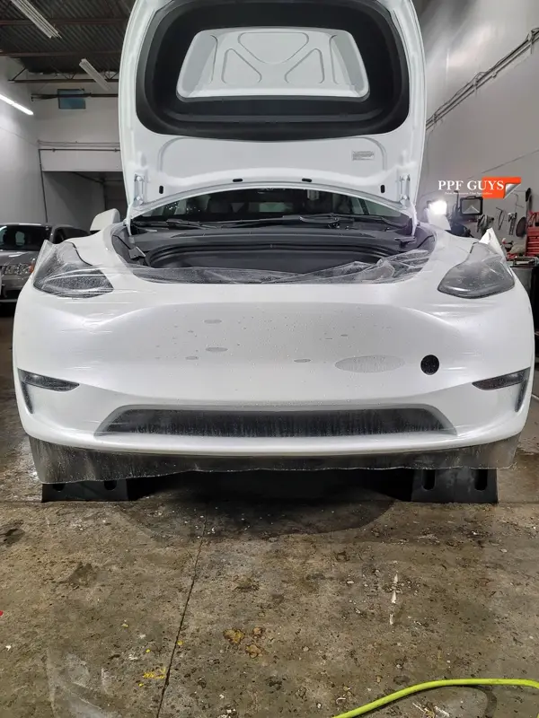 White Tesla Model Y, Stealth