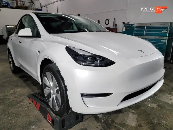 White Tesla Model Y, XPEL Stealth, ceramic, painted emblems. Photo 34 of 34.
