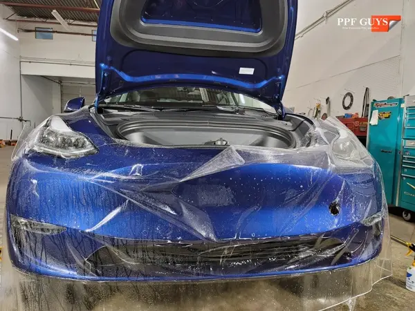 Blue Tesla Model Y, Full body PPF, XPEL Ultimate Plus