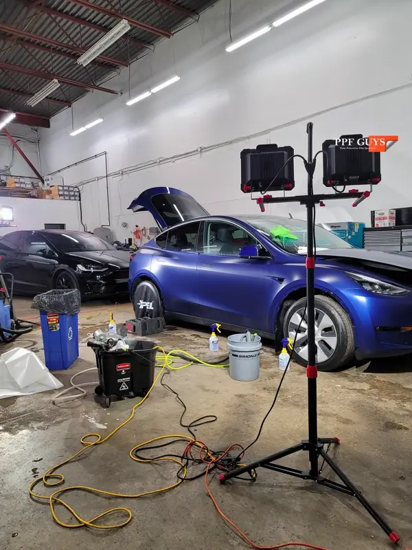 Blue Tesla Model Y, Stealth PPF. Photo 10 of 20.