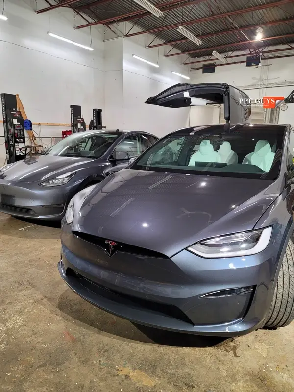 Silver Tesla Model X, PPF. Photo 11 of 18.