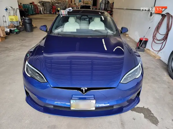 Blue Tesla Model S, Full body PPF and ceramic coating. Photo 18 of 40.