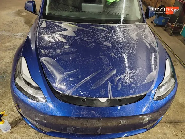 Blue Tesla Model Y, Full body PPF, XPEL Ultimate Plus. Photo 14 of 20.