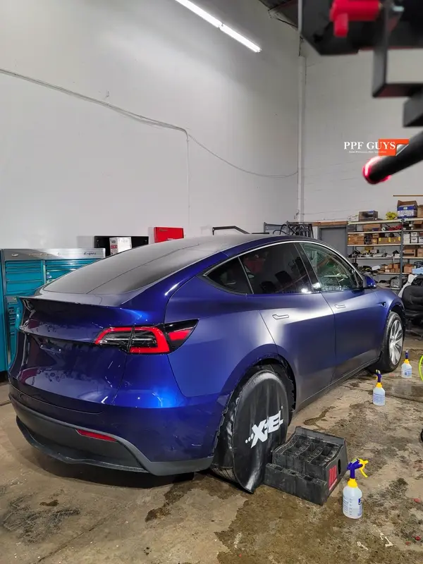 Blue Tesla Model Y, Stealth PPF. Photo 12 of 20.