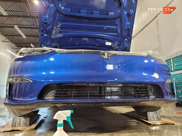Blue Tesla Model S, Full body PPF and ceramic coating. Photo 37 of 40.