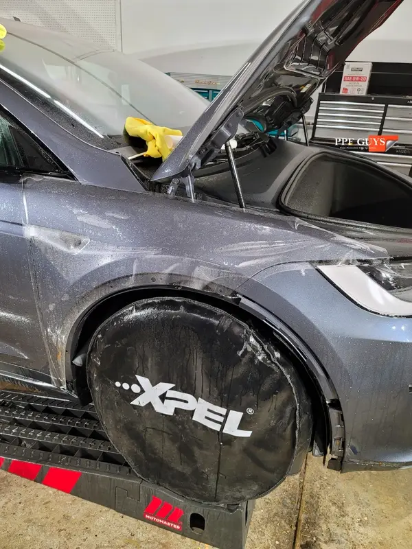 Silver Tesla Model X, PPF. Photo 17 of 18.