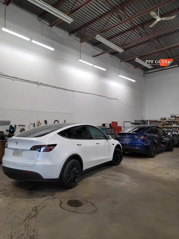 White Tesla Model Y, Full body XPEL Stealth satin finish PPF. Photo 10 of 54.